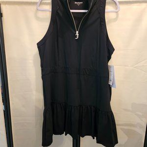 Juicy Couture Black Sleeveless Ruffle-Hem Top with J Charm Zip
